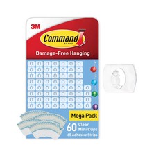 60 Command Decorating Clips Clear Adhesive Sticky Damage Free Hanging Strips 0.25 per strip