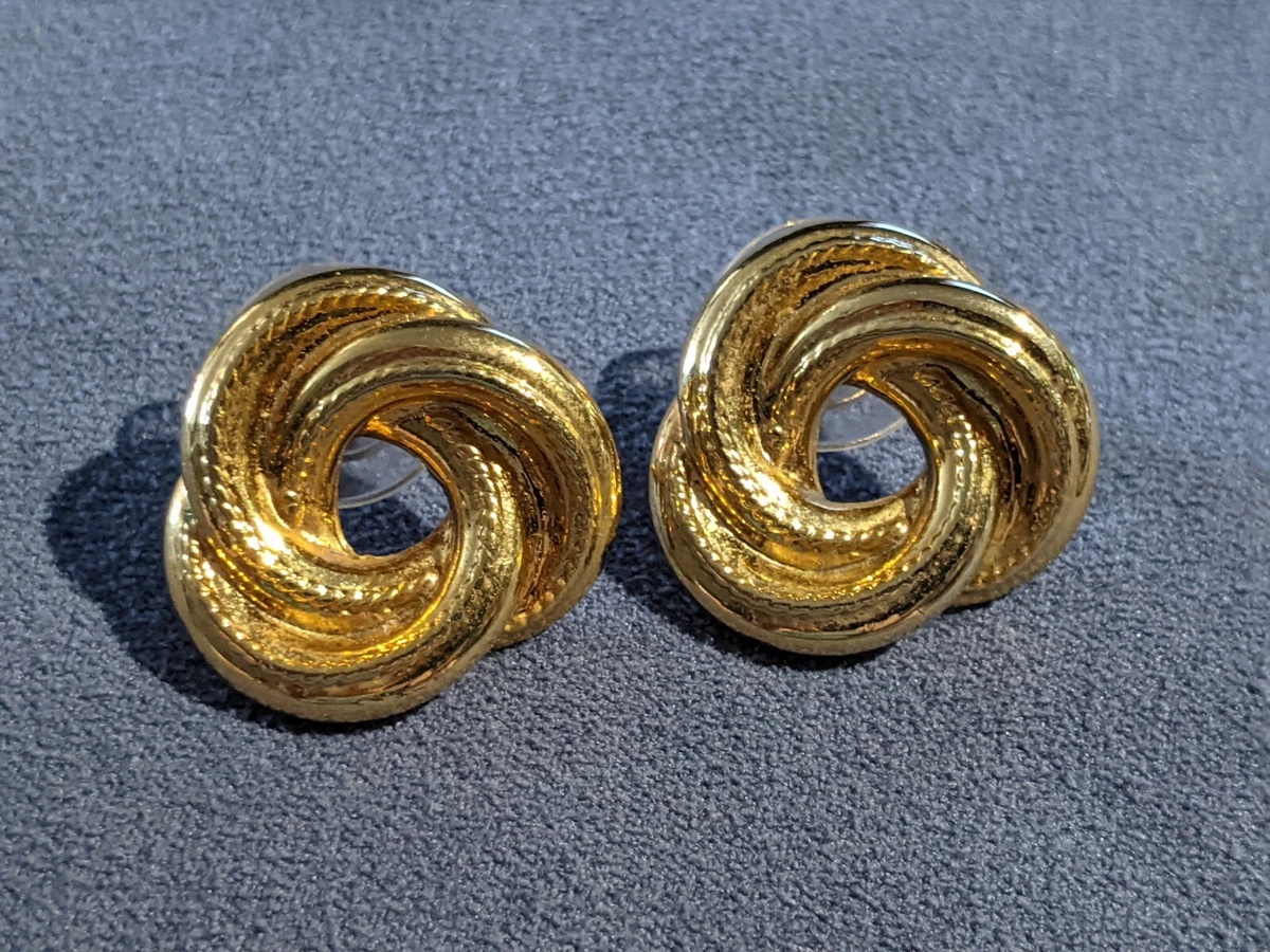 Earrings ERG R Vintage Gold Tone Signed AK eBay