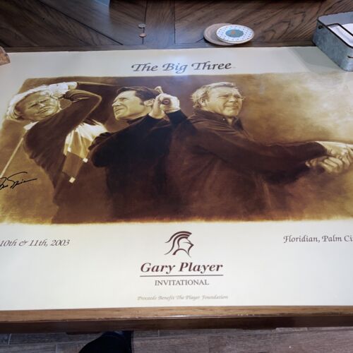 Jack Nicklaus Signed ‘The Big Three’ Gary Player  Poster ~39”x28” PSA DNA - Picture 1 of 3