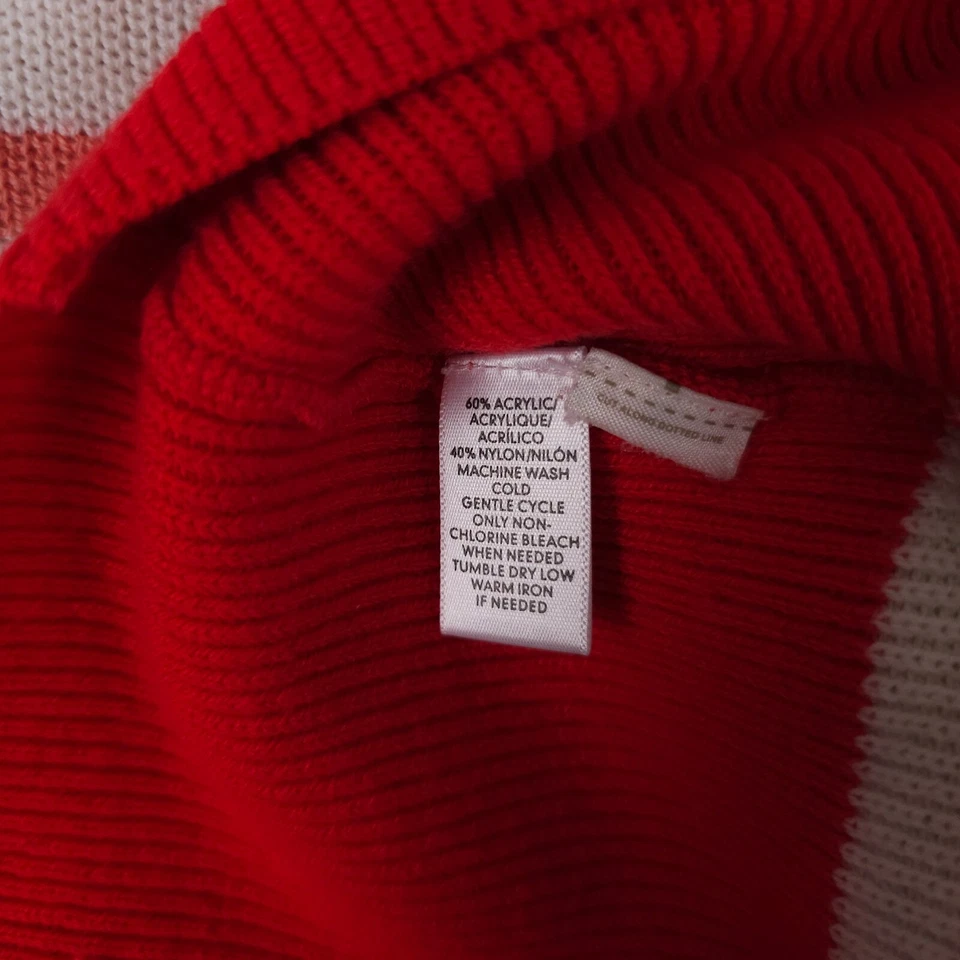 Ann Taylor LOFT Tunic Sweater Womens Small Coral White Striped Knit Pullover - Image 4 of 4