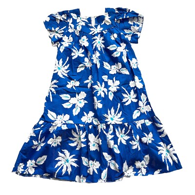 ROYAL HAWAIIAN CREATIONS Blue Floral Long Maxi Dress Mumu Size Large  Vacation | eBay