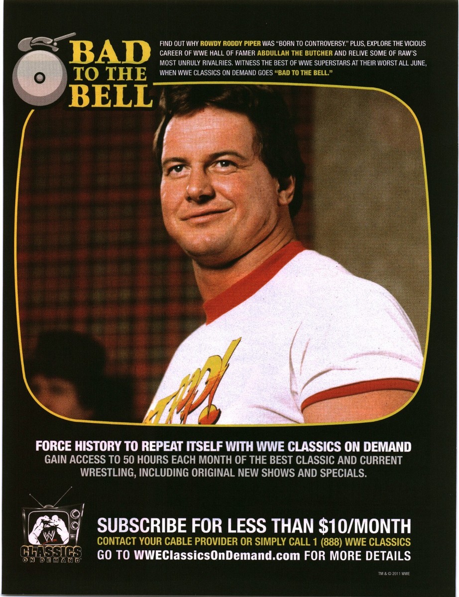 Rowdy Roddy Piper WWE Classics On Demand 2011 Abdullah Print Ad