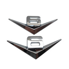 2pcs Chrome V6 Engine Logo Emblem Metal Vintag Badge Sport Turbo Sticker Decal