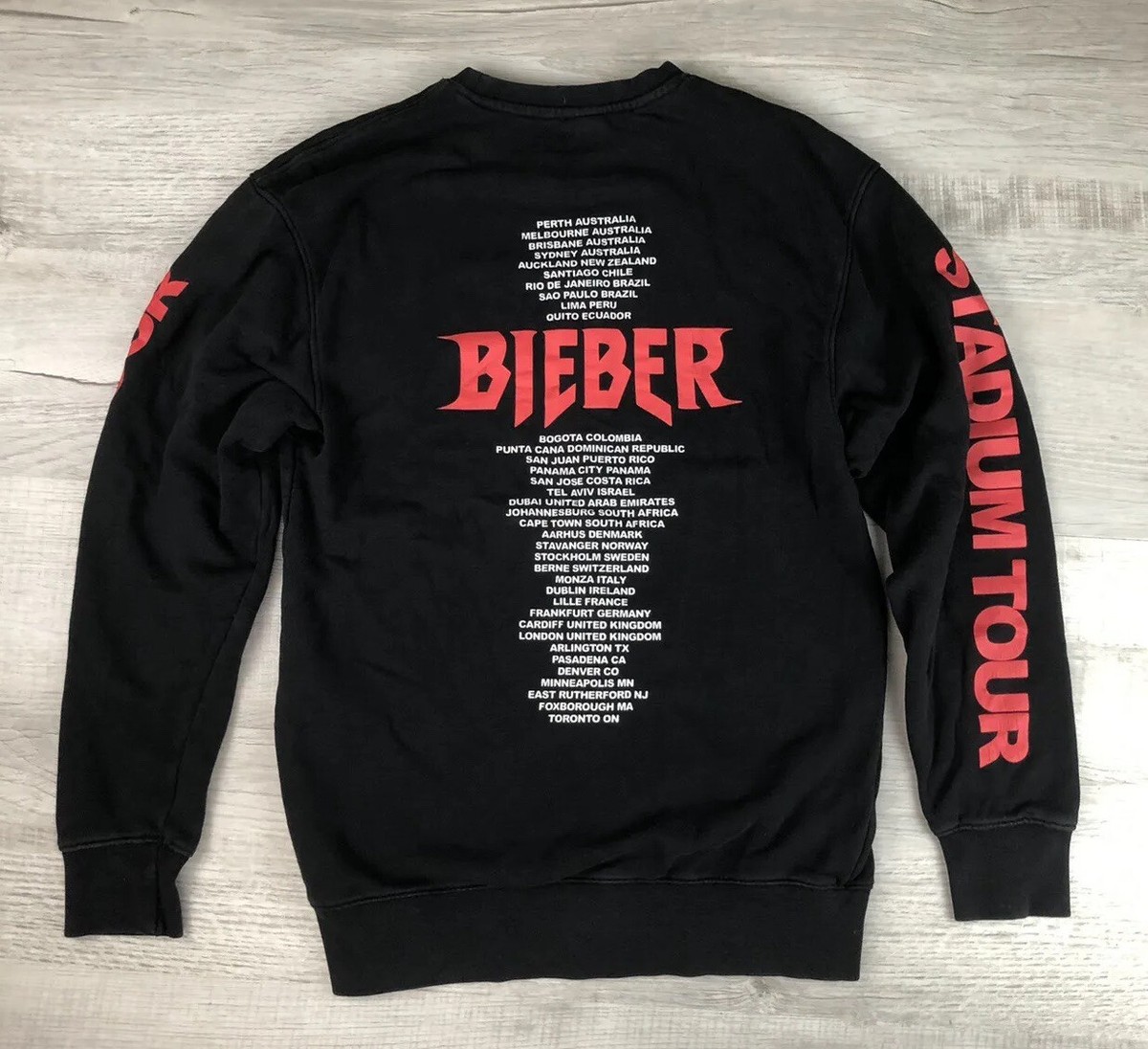 Justin Bieber Shirt Team Bieber Stadium Tour Black Long sleeve