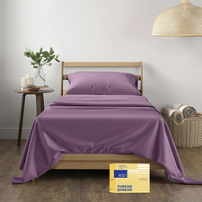 Plum 600 TC Egyptian Cotton Twin Sheets Set, Deep Pocket, Soft Cooling