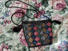Vintage Multicolored Metallic Beaded Purse
