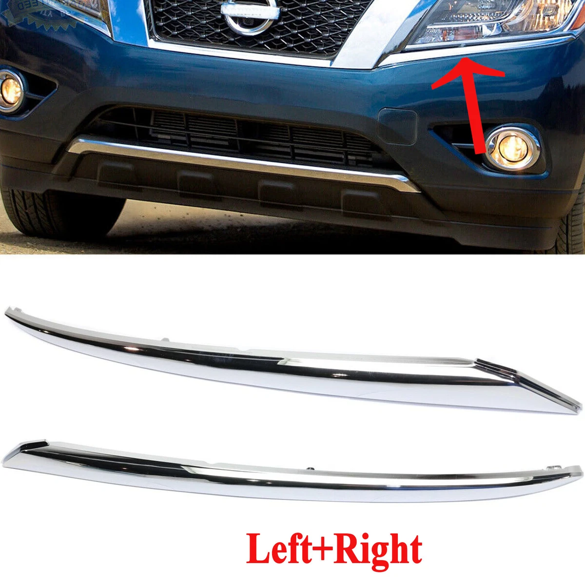 Juego De Molduras Cromadas Para Parachoques Delantero De Nissan Pathfinder 2013-2016 - Izquierda Y Derecha