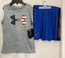 Under Armour Boys Size 4 Americana Twist Muscle Tank  Short Set - NWT
