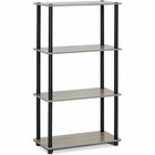 Gray Oak Black 4 Tier Display Rack Shelf Bookcase Storage Organizer ...