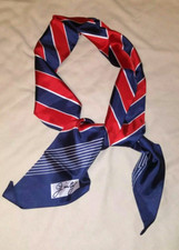 Vintage Designer Scarf Red White Blue Long Rectangle Hand Painted Acetate Twill