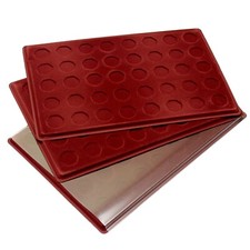 (P50p) Red Coin Tray for 50p Coins + Cover 40 Compartments Pence Collection 