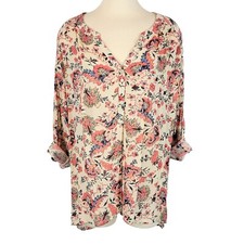 Nine West Georgia Tunic Blouse Womens XXL Colorful Floral Cottagecore Prairie