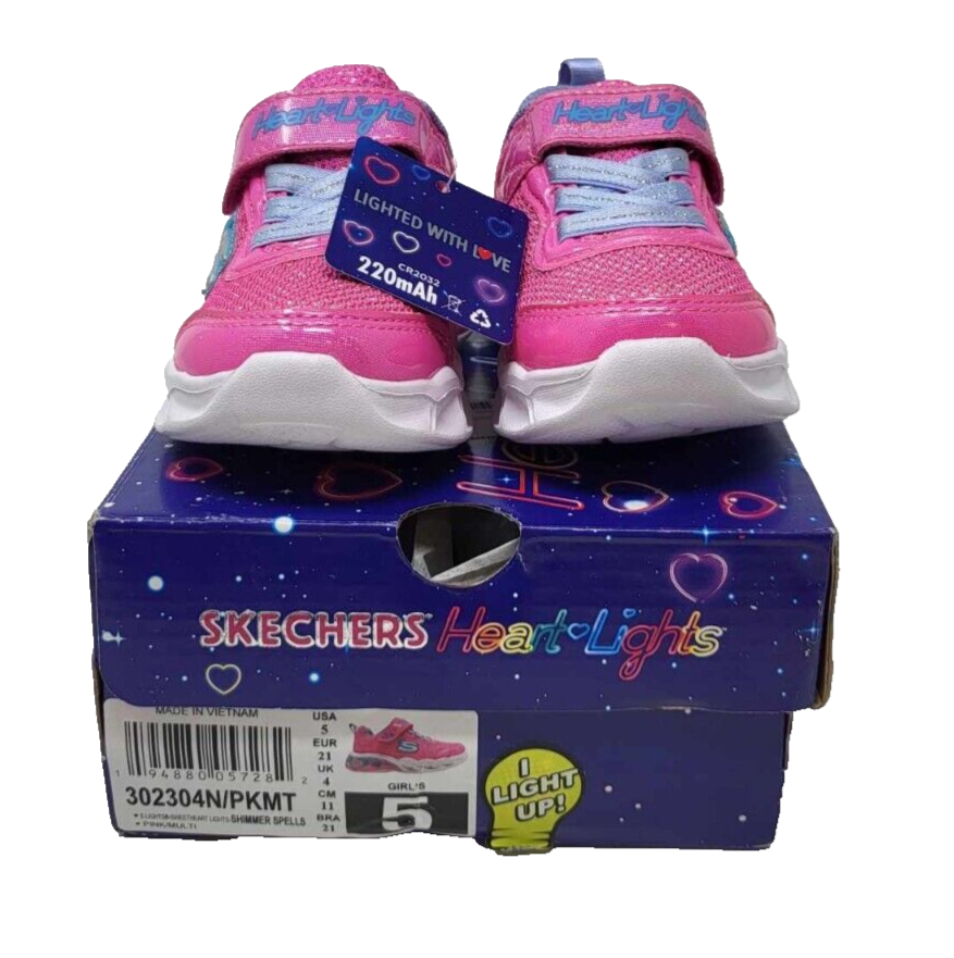 Skechers Sport Heart Print Light-Up Toddler Shoes Size (Pink)
