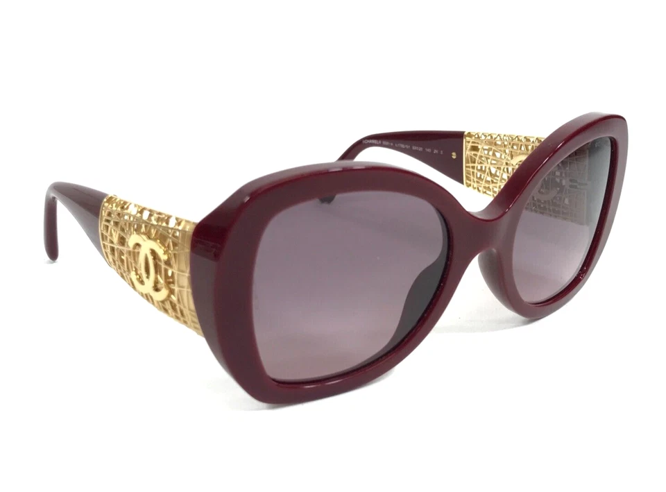 Gafas de sol Chanel 5531-A c.1792/S1 Burdeos doradas monturas asiáticas con lentes rosas Foto 4 de 4