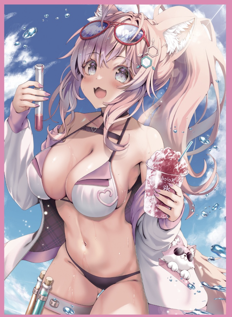 TCG VTuber Hololive Hakui Koyori doujin card sleeve Shirotsumegusa Swimsuit  | eBay