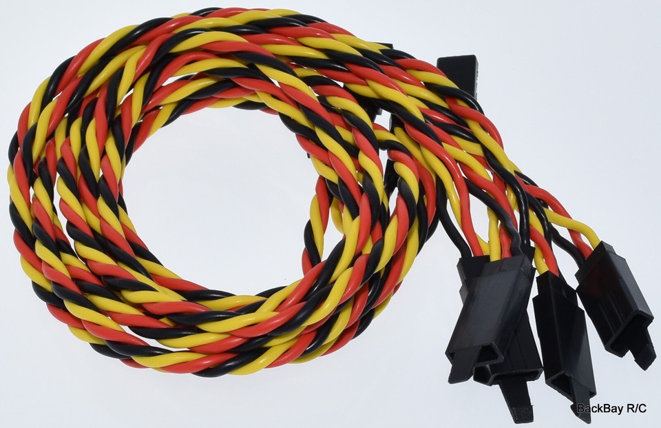 5 Cavi Di Prolunga Servo Attorcigliati 20AWG 75cm - JR/Hitec Con Clip Di Sicurezza - Per Auto RC - Foto 2
