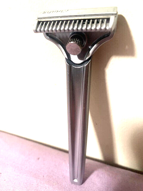 Supply Single Edge SE One Blade Silver Safety Shaving Razor --- Great Cond