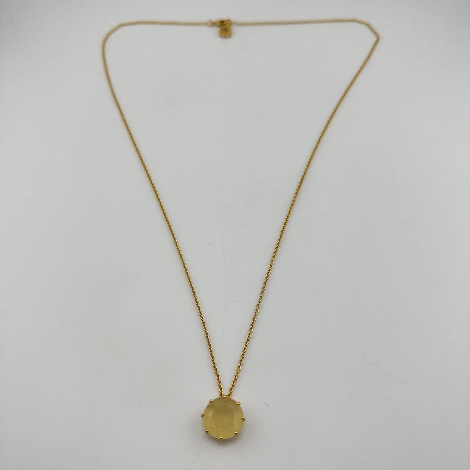 Ожерелье кулон 28 дюймов Les Néréides La Diamantine 14K GP ограненное вручную желтое стекло - Изображение 3 из 4