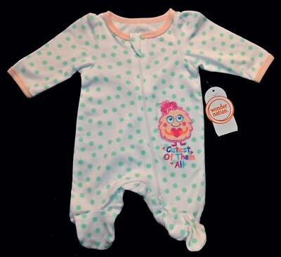 NWT Wonder nation Preemie baby girl White with Green polka dot