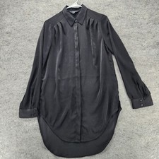 Express Dress Womens Small Button Front Long Sleeve Black