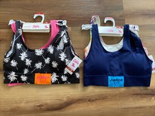 NEW Lot of 4 Justice Oh So Soft Sports Bras Girls 32 Palm Tree Blue Pink
