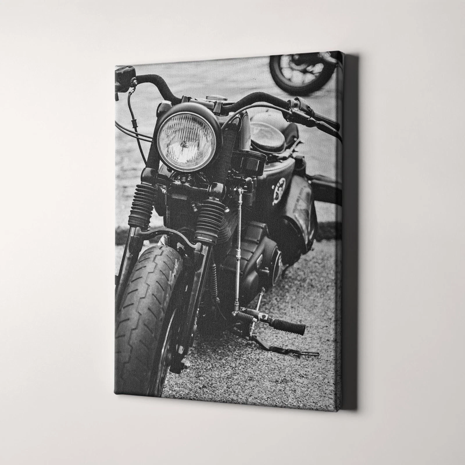 Harley Davidson Vintage Black & White Motorcycle Bike Canvas Wall Art Print