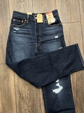 Levi Womens Ribcage Straight Ankle Super High Rise Button Fly Jeans 28x27 NWT