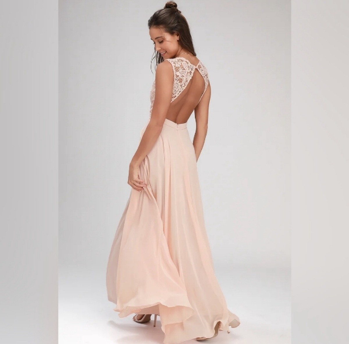 Lulu's Do Re Mi Blush Formal Maxi Dress with Slit Size S | eBay