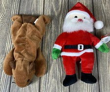 TY Santa Bucky Set of 2 Beanie Babies Toy Stuffed Animal Plush
