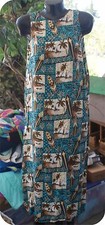 MANGO MOON NWT Size medium LONG DRESS blue surf  HAWAIIAN RAYON SLEEVELESS