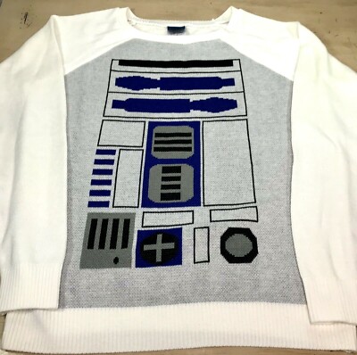 Star Wars Sweater White Women Size Medium Disney R2D2 Robot