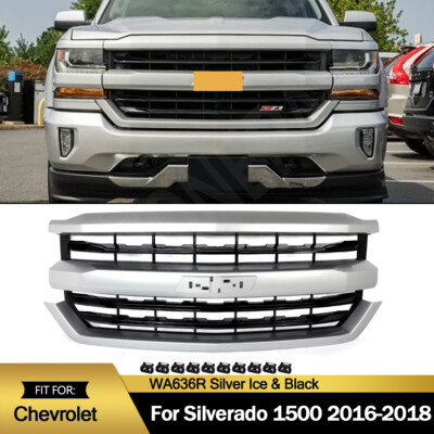 Silver Ice Front Bumper Grille Z71 Style For 2016 2017 2018 Chevy Silverado 1500