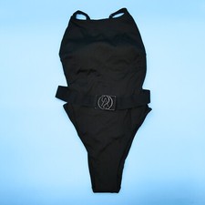 Victorias Secret Black Medium Padded Belted Buckle Bikini One Piece Swimuit New