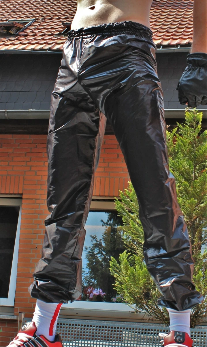 RODSPOT Ultra Thin Pants Black Gloss Nylon Pants Shiny Nylon Wetlook 60 Gram