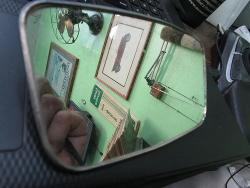 TEX Viewmaster chrome rear view mirror head, flat lens, NOS for British cars