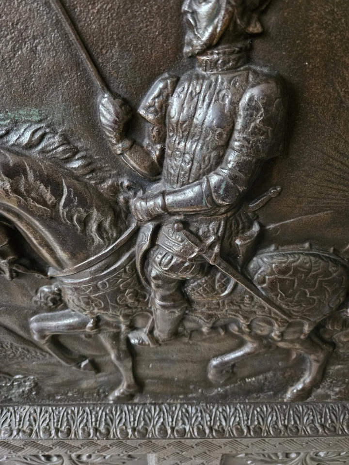 Peerless Mfg Co. Antique Cast Iron Fireback  - Image 3 of 4