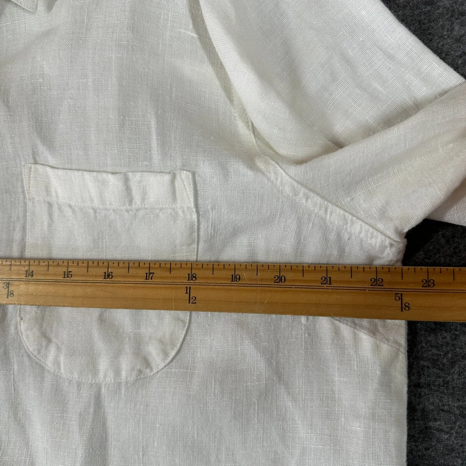 Valerie Stevens casual white button up shirt womens size L large 100% linen - Изображение 4 из 4