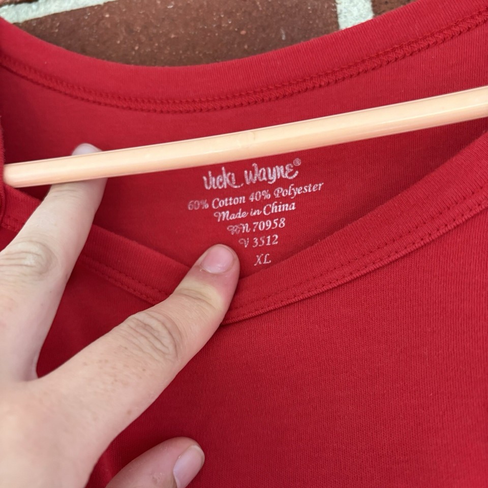 Vicki Wayne Red Short Sleeve Top Women’s XL A881 eBay