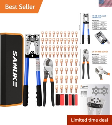 Complete Cable Lug Crimping Set with Heat Shrink Tubing and Bag - DIY Essential