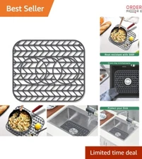 Silicone Sink Protector Mat Gray 13.6x11.6 Inches Non-slip Drain Safe