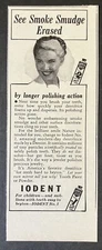 1946 Iodent Tooth Paste or Powder Smiling Woman B&W Vintage Print Ad