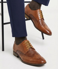 Mens Formal Shoes Oxford Dress Faux Leather Smart Wingtip Lace Up Brogues Size