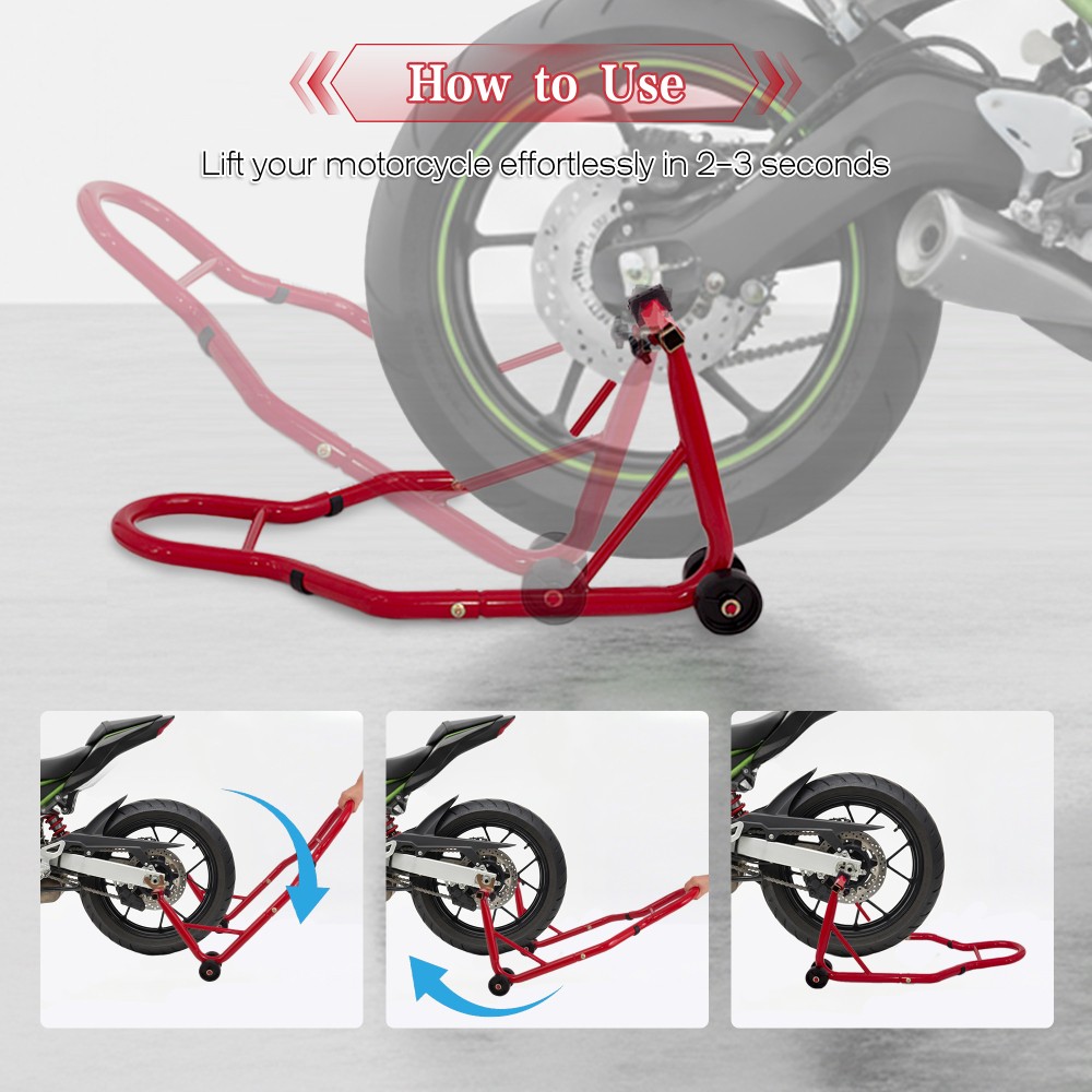 Motorcycle Stand 850LBS, Heavy Duty Rear Paddock Lift Adjustable Swingarm Spool