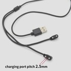 Black USB charging cable with a white magnetic connector, 2.5mm port pitch, shown on a plain light background.