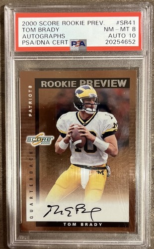 🟦🔥Tom Brady🔥🟥 2000 Score RC Rookie Preview Autograph #SR 41 PSA 8 AUTO 10
