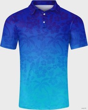 Mens Polo Shirt Dry Fit Moisture Wicking Short Sleeve 3D Print Funny Golf Top