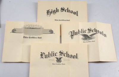 Lot of 4 Blank Vintage School Diplomas Certifications Documents circa 1940s