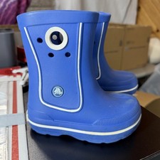 Crocs Kids Rain Boots Size 8 9 Toddler C8/9 Blue Rubber Waterproof Pull On 11018
