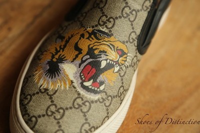 Gucci Tiger GG Monogram Canvas Halbschuhe Espadrilles Herren UK 7 EU 41 US 8