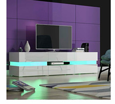 Panana 177cm White High Gloss Freestanding TV Stand 2 Doors 2 Drawers LED